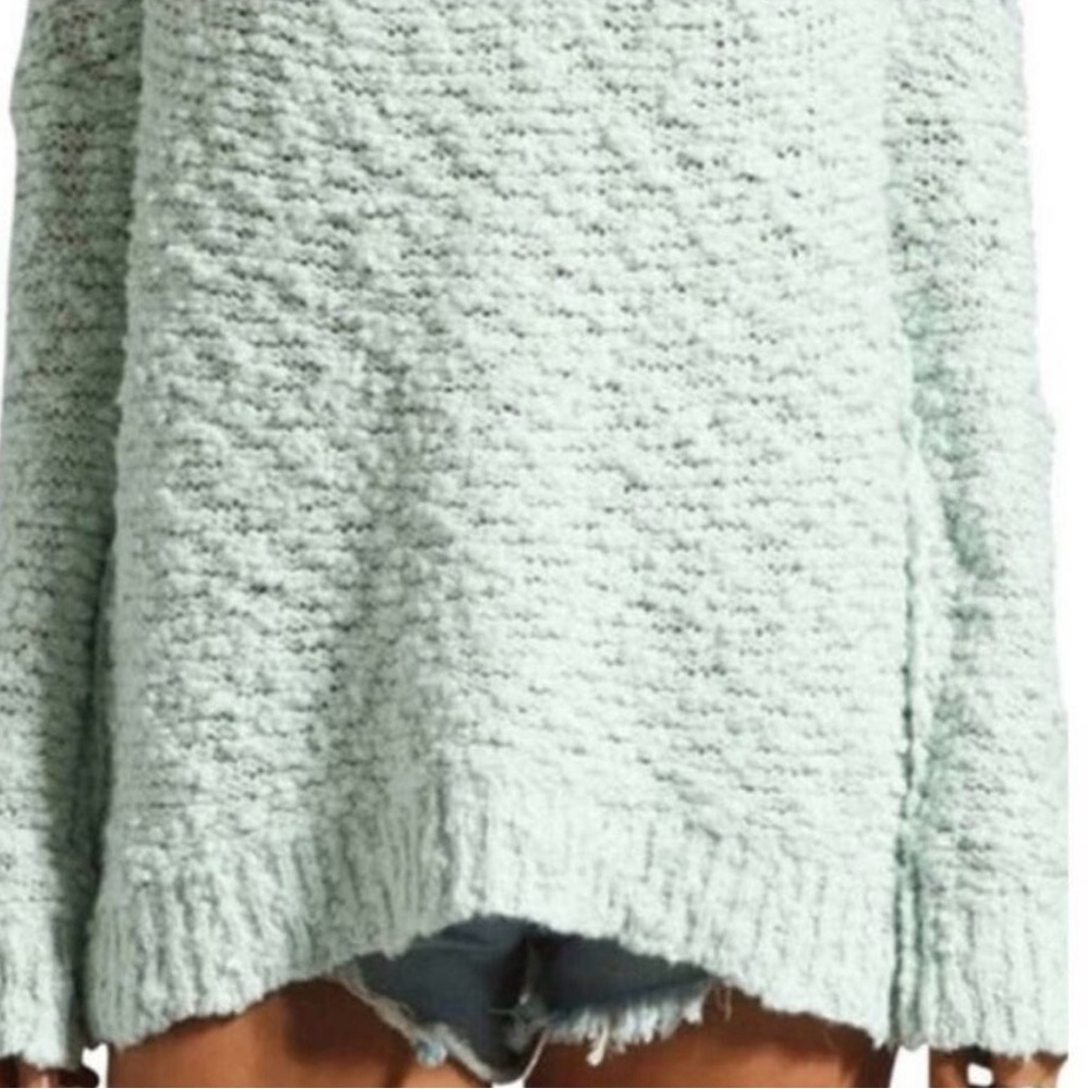 Free People Boucle Songbird Mint Green knit Sweater size small - Picture 2 of 5